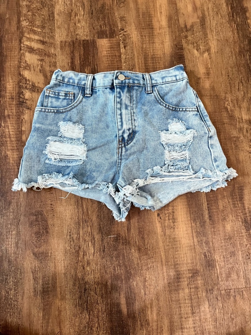 SHEIN Light Blue Distressed Denim Jean Shorts 11y